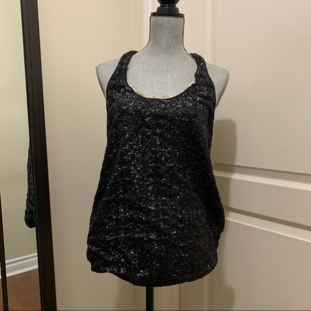 Aritzia Wilfred 100% silk sequin sleeveless blouse [racerback, holiday]